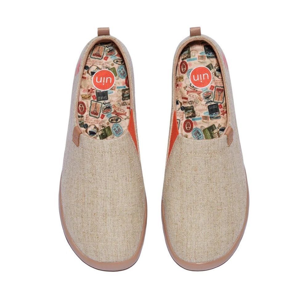 UIN Women's Walking Shoes Slip On Loafers (Toledo 1- Khaki Brown)